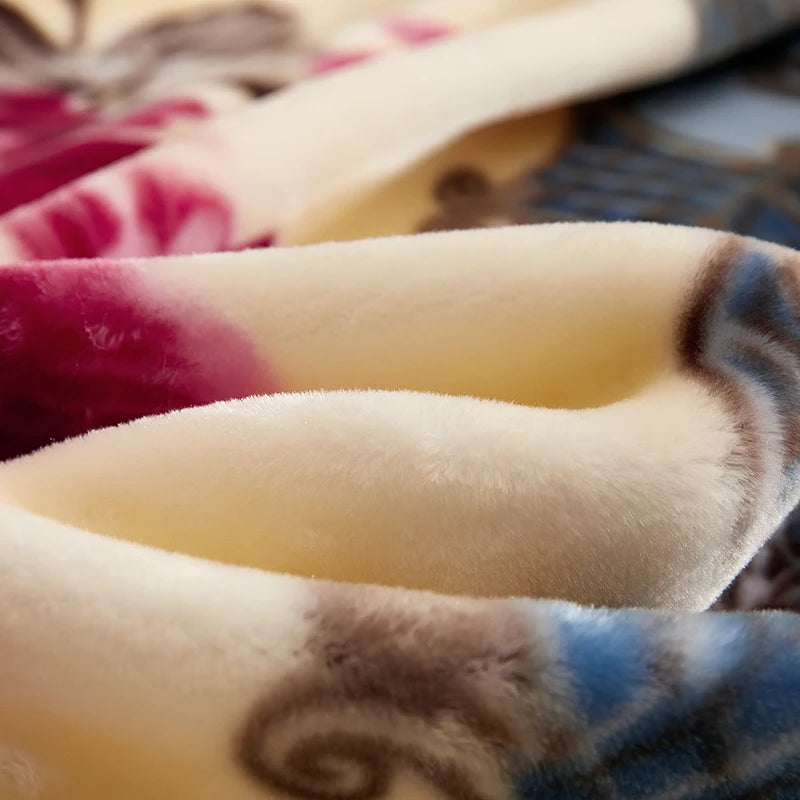 American Style 3D Printed Solid Festival Pattern Winter Thicken Raschel Blanket 100% Polyester Double-Layer Linen Nonwoven