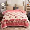 American Style 3D Printed Solid Festival Pattern Winter Thicken Raschel Blanket 100% Polyester Double-Layer Linen Nonwoven