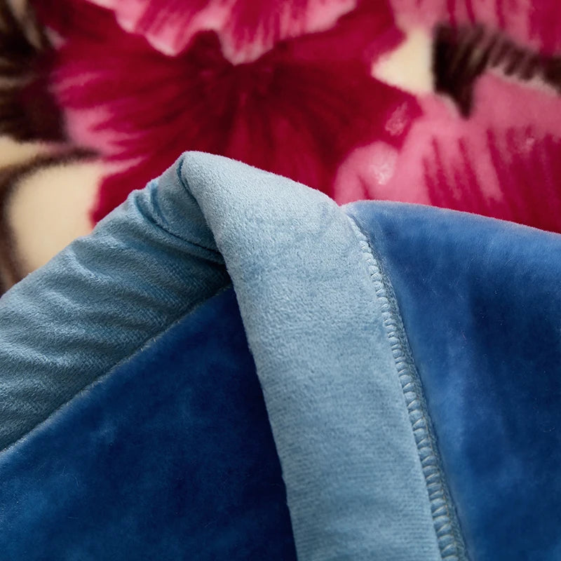 American Style 3D Printed Solid Festival Pattern Winter Thicken Raschel Blanket 100% Polyester Double-Layer Linen Nonwoven