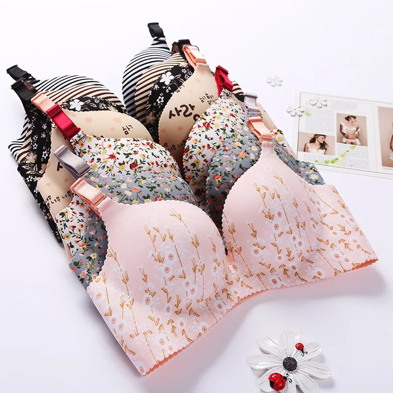 Women Flower Print Seamless Bra