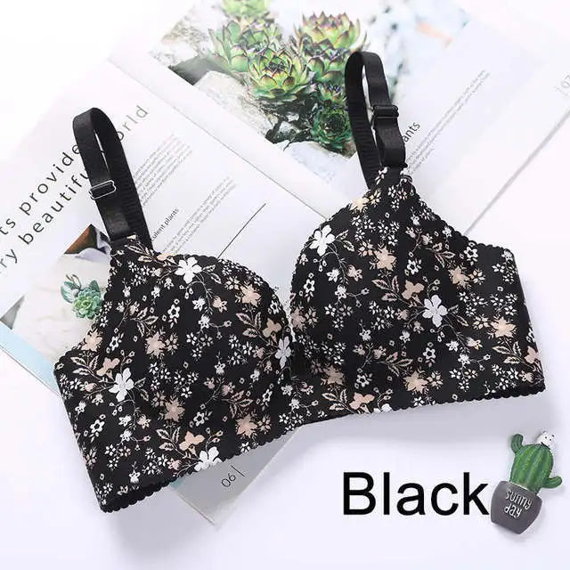 Women Flower Print Seamless Bra