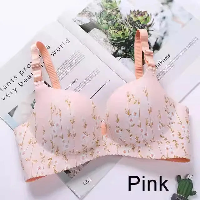 Women Flower Print Seamless Bra