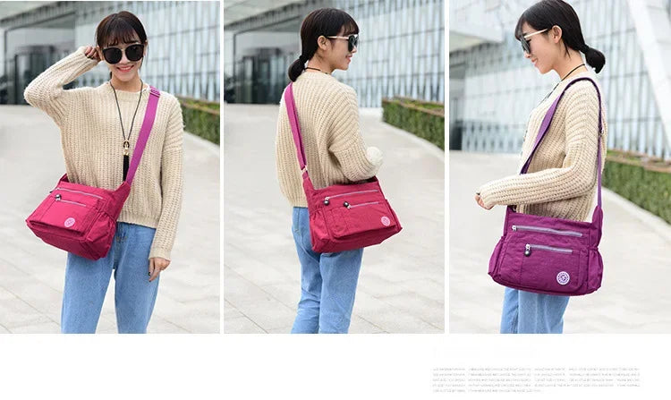 Oxford Waterproof Shoulder Bag Women Casual Crossbody Bag Multifunction Shopping Handbag Travel Large Capacity Messenger Bag