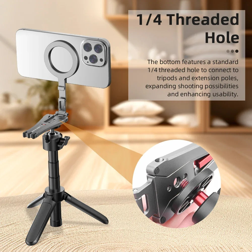 Magnetic Bracket For iPhone 16 15 14 13 Pro/Pro Max,Phone Universal Aluminum Alloy Magnetic Magsafe Tripod Accessories