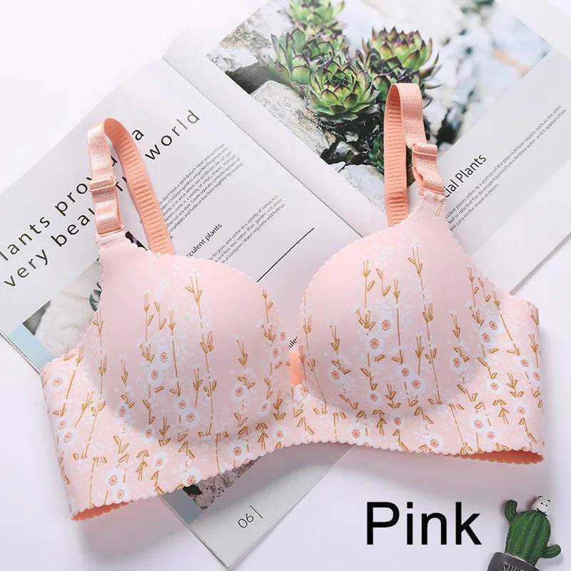 Women Flower Print Seamless Bra
