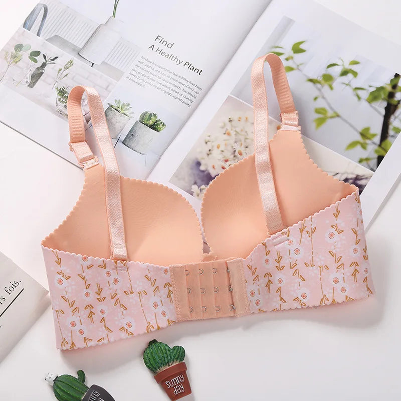Women Flower Print Seamless Bra