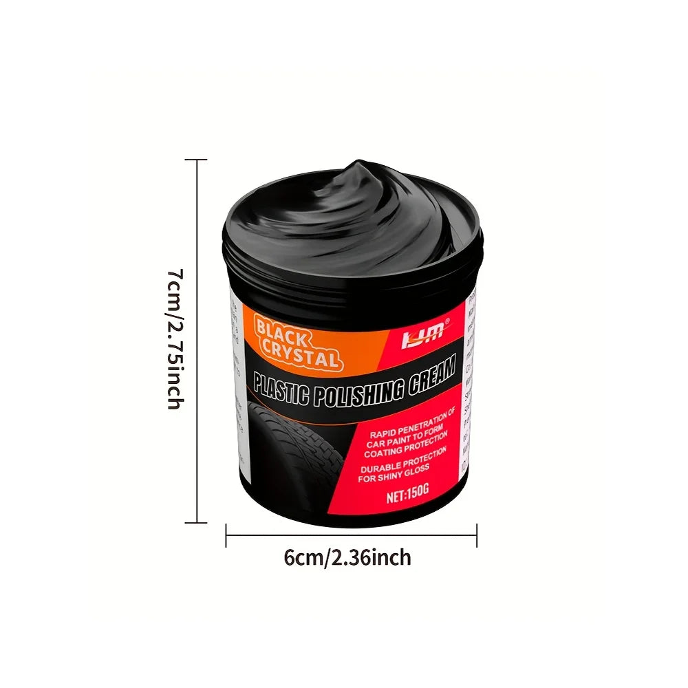 150g Plastic & Rubber Repair Paste - Black Crystal Polish for Car Scratches, Tire Shine & Interior Renewal, Anti-Aging & Fade Re