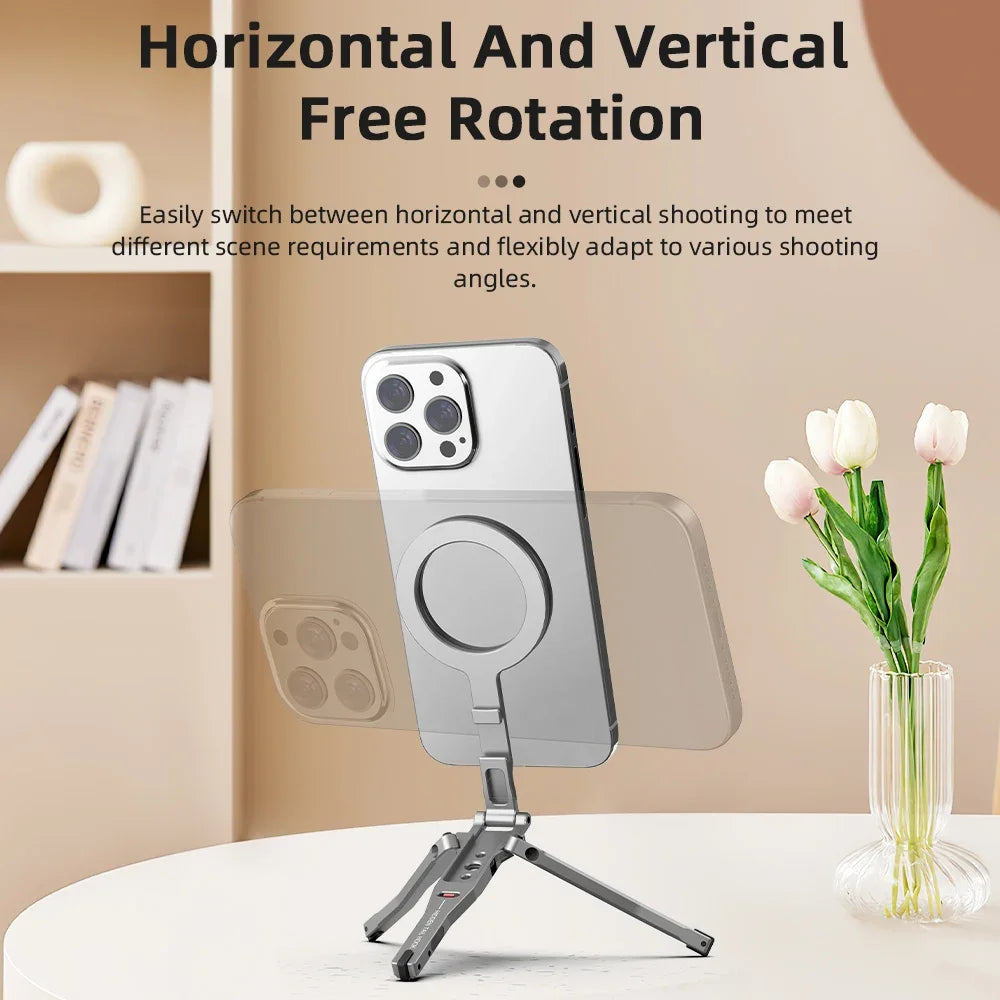 Magnetic Bracket For iPhone 16 15 14 13 Pro/Pro Max,Phone Universal Aluminum Alloy Magnetic Magsafe Tripod Accessories