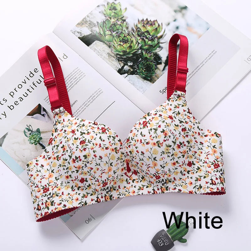Women Flower Print Seamless Bra