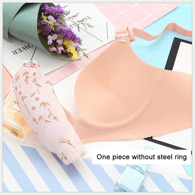 Women Flower Print Seamless Bra