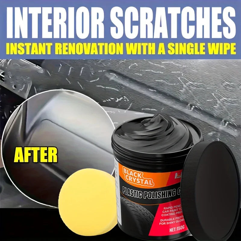 150g Plastic & Rubber Repair Paste - Black Crystal Polish for Car Scratches, Tire Shine & Interior Renewal, Anti-Aging & Fade Re