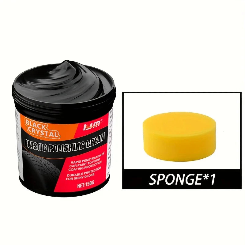 150g Plastic & Rubber Repair Paste - Black Crystal Polish for Car Scratches, Tire Shine & Interior Renewal, Anti-Aging & Fade Re