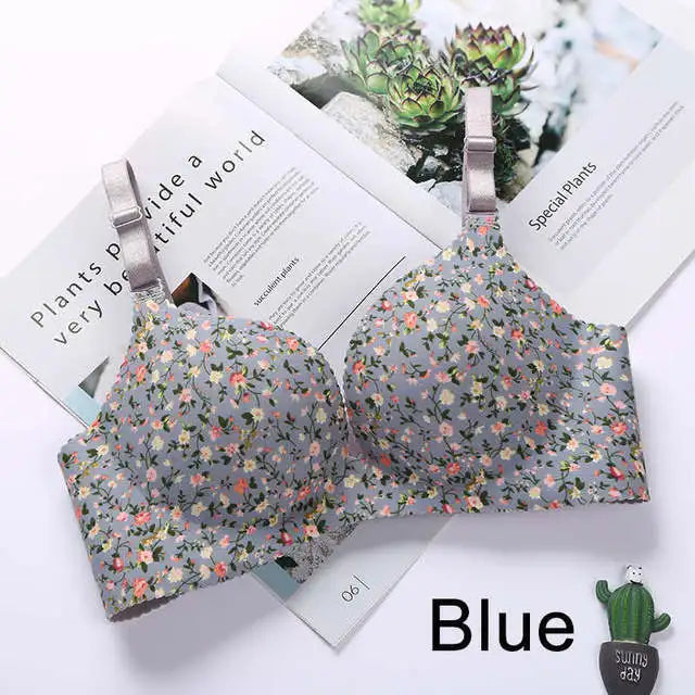 Women Flower Print Seamless Bra