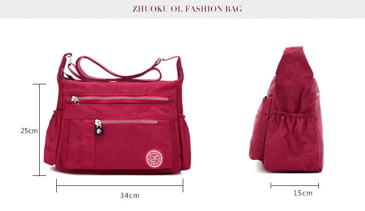Oxford Waterproof Shoulder Bag Women Casual Crossbody Bag Multifunction Shopping Handbag Travel Large Capacity Messenger Bag