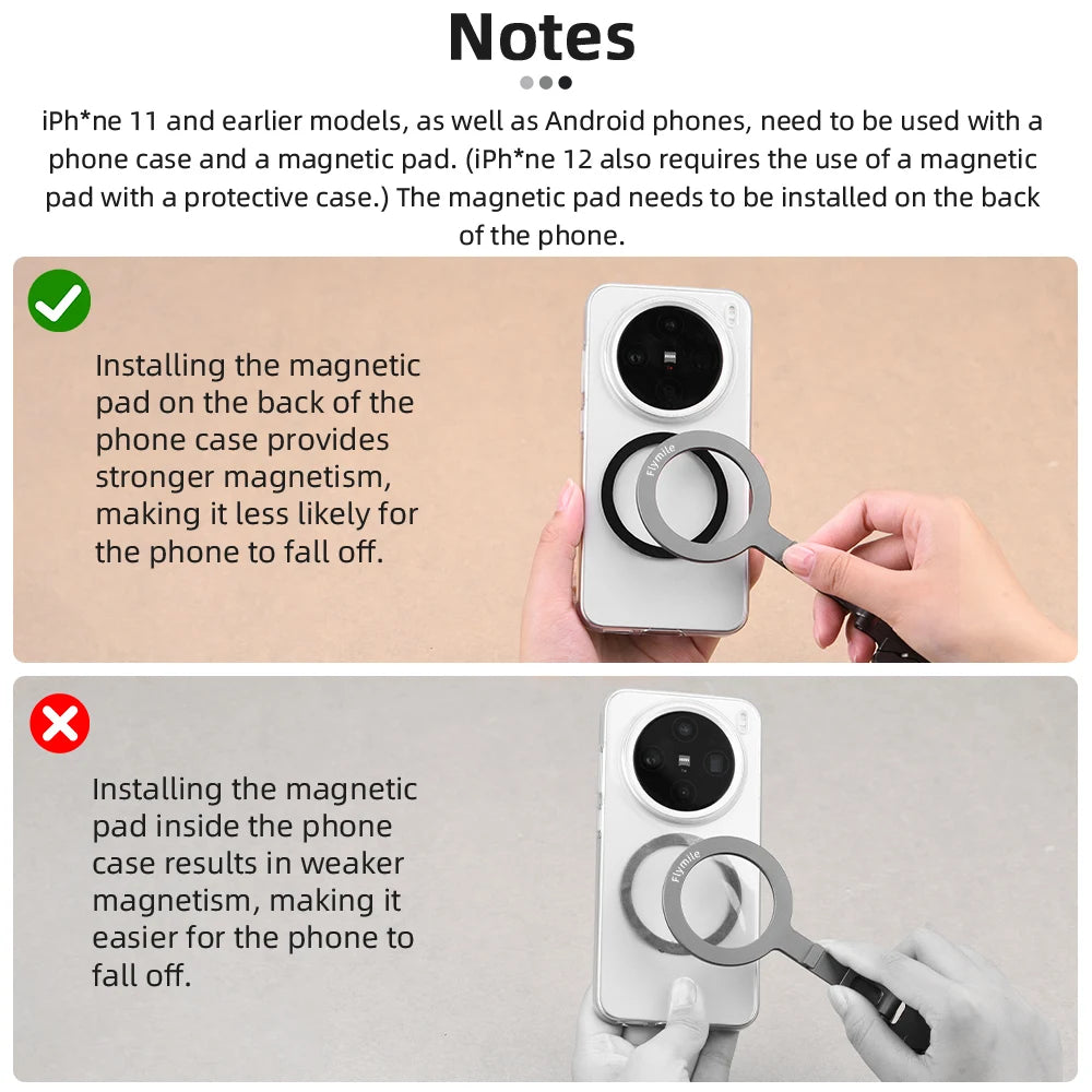 Magnetic Bracket For iPhone 16 15 14 13 Pro/Pro Max,Phone Universal Aluminum Alloy Magnetic Magsafe Tripod Accessories