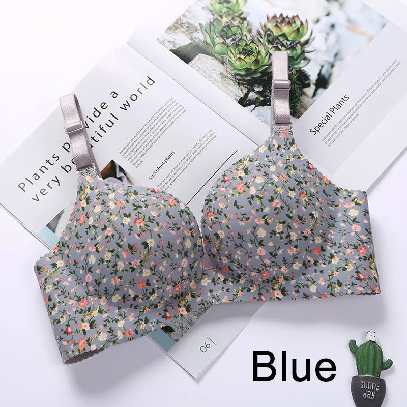 Women Flower Print Seamless Bra