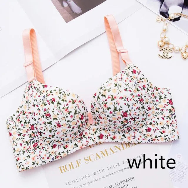 Women Flower Print Seamless Bra