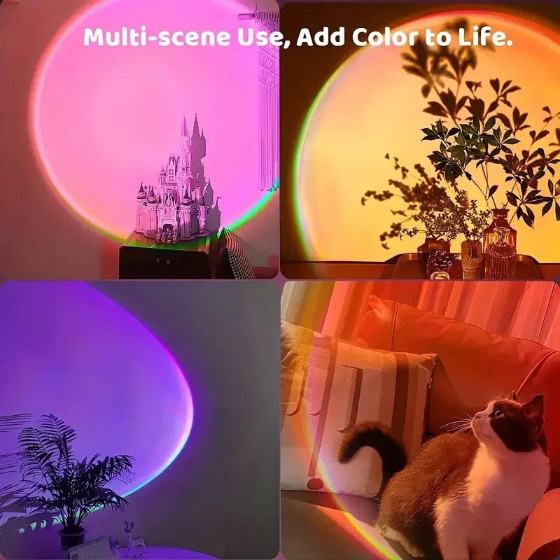 16-Color Spectrum Vibrant Sunset Projection Light USB Remote Control Dynamic Color Changing LED Light Creates Warm Home