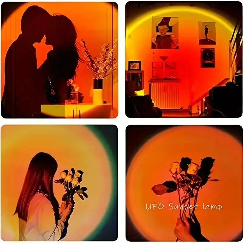 16-Color Spectrum Vibrant Sunset Projection Light USB Remote Control Dynamic Color Changing LED Light Creates Warm Home