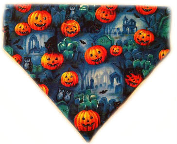 Halloween Over The Collar Dog Scarf With Pumpkins